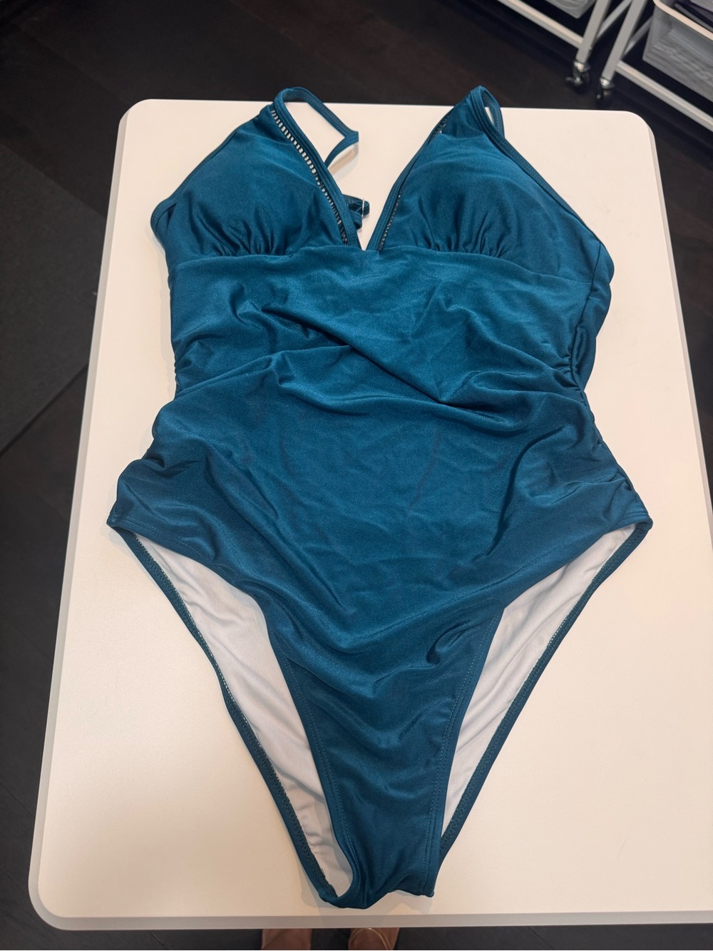 Cupshe Teal One-Piece Swimsuit with V-Detail